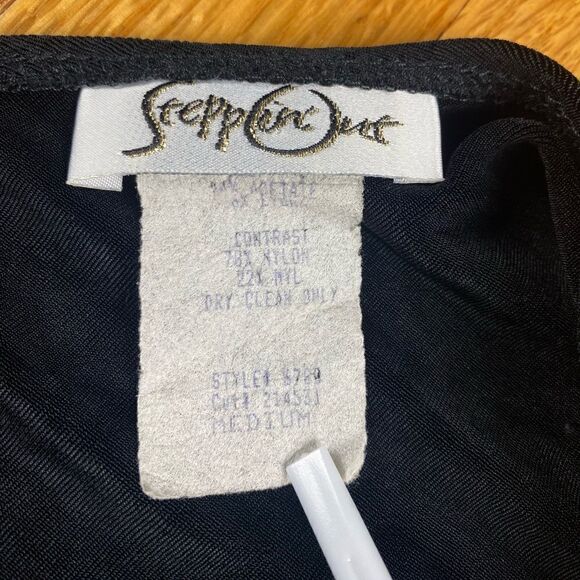 Steppin Out Vintage Black Lace Nylon Stretchy dress Size Medium - Picture 8 of 9